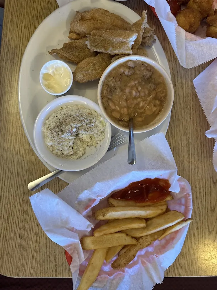 Fried Catfish Fillet x4 with White Beans and Slaw